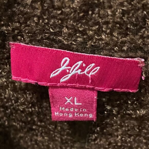 Vintage J Jill Womens Front Zip Cozy Sweater XL Brown Super Soft Preppy Career - Picture 4 of 6